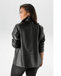 schwarze Leder Bikerjacke von Aniston PLUS