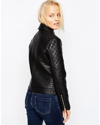 schwarze Leder Bikerjacke von Asos