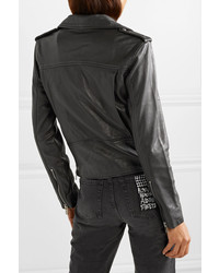 schwarze Leder Bikerjacke von Ksubi