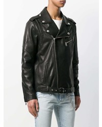 schwarze Leder Bikerjacke von Pierre Balmain