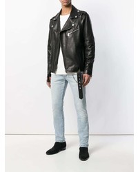 schwarze Leder Bikerjacke von Pierre Balmain