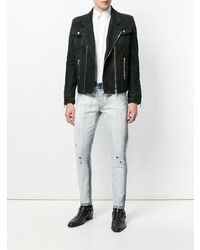 schwarze Leder Bikerjacke von Balmain