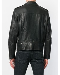 schwarze Leder Bikerjacke von Saint Laurent