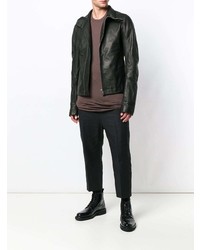 schwarze Leder Bikerjacke von Rick Owens