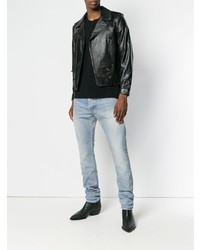 schwarze Leder Bikerjacke von Saint Laurent