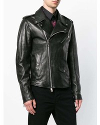 schwarze Leder Bikerjacke von Dolce & Gabbana