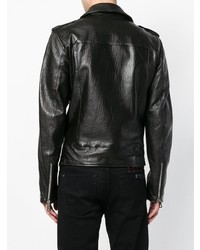 schwarze Leder Bikerjacke von Dolce & Gabbana