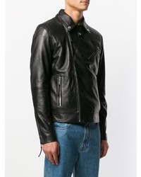 schwarze Leder Bikerjacke von Calvin Klein Jeans