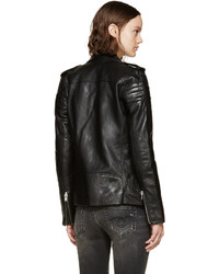 schwarze Leder Bikerjacke von BLK DNM