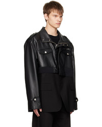 schwarze Leder Bikerjacke von Feng Chen Wang