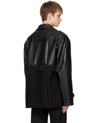 schwarze Leder Bikerjacke von Feng Chen Wang