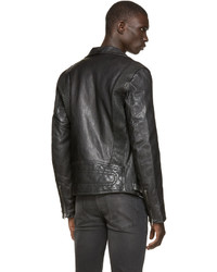 schwarze Leder Bikerjacke von BLK DNM