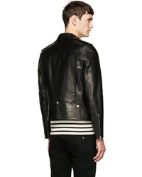 schwarze Leder Bikerjacke von Saint Laurent