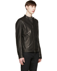 schwarze Leder Bikerjacke von Belstaff