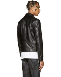 schwarze Leder Bikerjacke von DSQUARED2