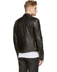 schwarze Leder Bikerjacke von BLK DNM