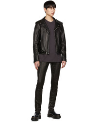 schwarze Leder Bikerjacke von John Elliott