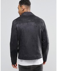 schwarze Leder Bikerjacke von Asos