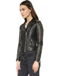 schwarze Leder Bikerjacke von Doma