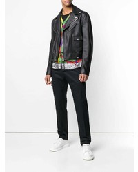 schwarze Leder Bikerjacke von Versace