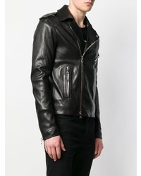 schwarze Leder Bikerjacke von Balmain