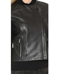 schwarze Leder Bikerjacke von Veda