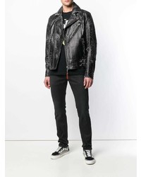 schwarze Leder Bikerjacke von Diesel