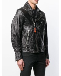 schwarze Leder Bikerjacke von Diesel