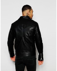 schwarze Leder Bikerjacke von Religion