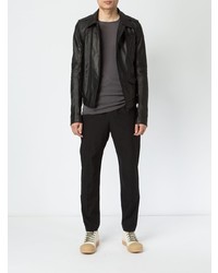 schwarze Leder Bikerjacke von Rick Owens DRKSHDW