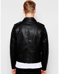 schwarze Leder Bikerjacke von Jack and Jones