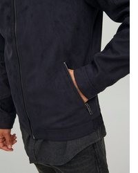 schwarze Leder Bikerjacke von Jack & Jones