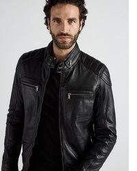schwarze Leder Bikerjacke von JCC