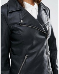 schwarze Leder Bikerjacke