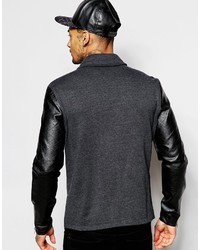 schwarze Leder Bikerjacke von Asos