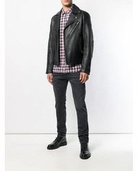 schwarze Leder Bikerjacke von Diesel