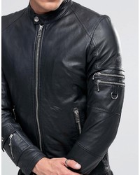 schwarze Leder Bikerjacke von Diesel