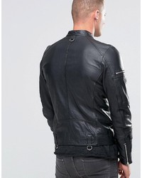 schwarze Leder Bikerjacke von Diesel