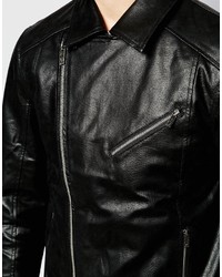 schwarze Leder Bikerjacke von Solid