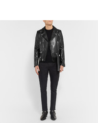 schwarze Leder Bikerjacke von Saint Laurent