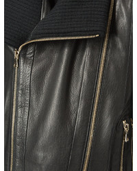 schwarze Leder Bikerjacke von Balmain