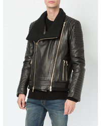 schwarze Leder Bikerjacke von Balmain