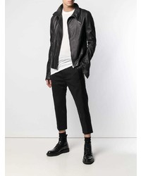 schwarze Leder Bikerjacke von Rick Owens