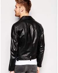 schwarze Leder Bikerjacke von Replay