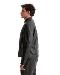 schwarze Leder Bikerjacke von Marc O'Polo