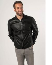 schwarze Leder Bikerjacke von Mauritius