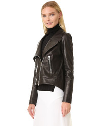 schwarze Leder Bikerjacke von Veronica Beard