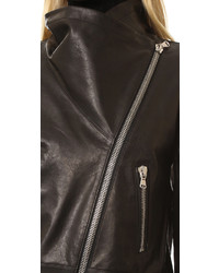 schwarze Leder Bikerjacke von Veronica Beard