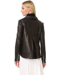 schwarze Leder Bikerjacke von Veronica Beard