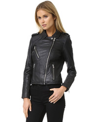 schwarze Leder Bikerjacke von Doma